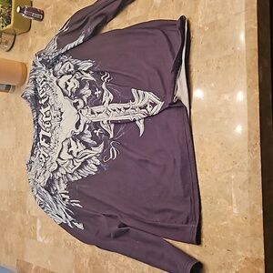 Black 2x long sleeve affliction shirt skulls and wings